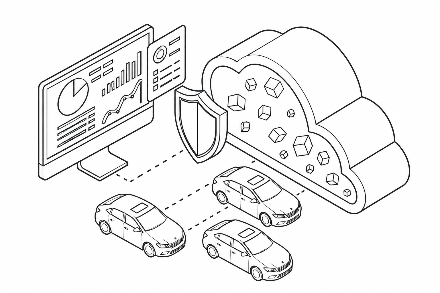 クラウドデータ活用の線画